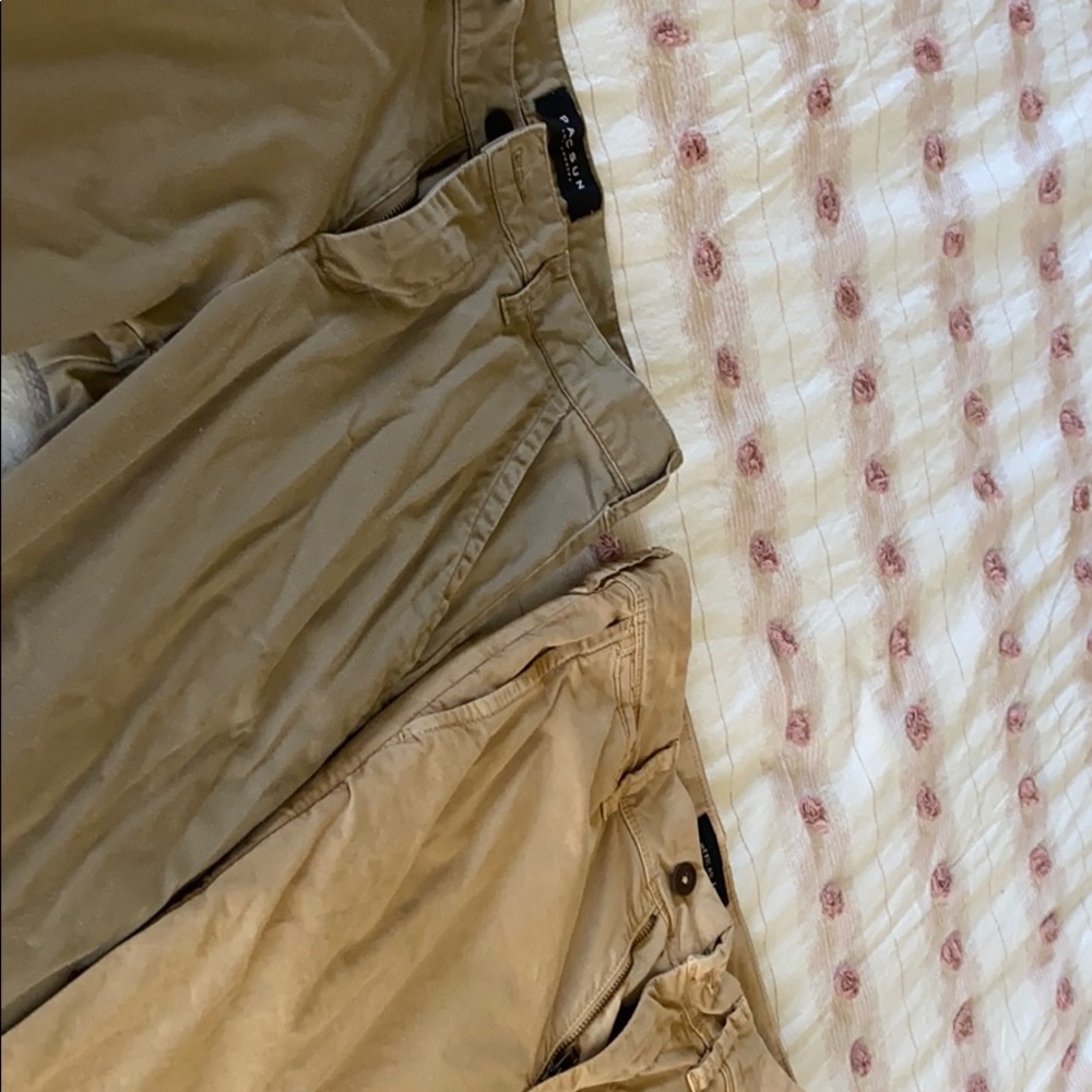 2 pairs khakis size 28x32 pacsun and Am Eagle